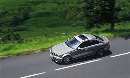 Car driving along open road