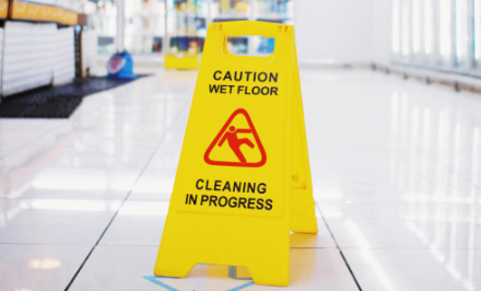 Person slipping on a wet floor